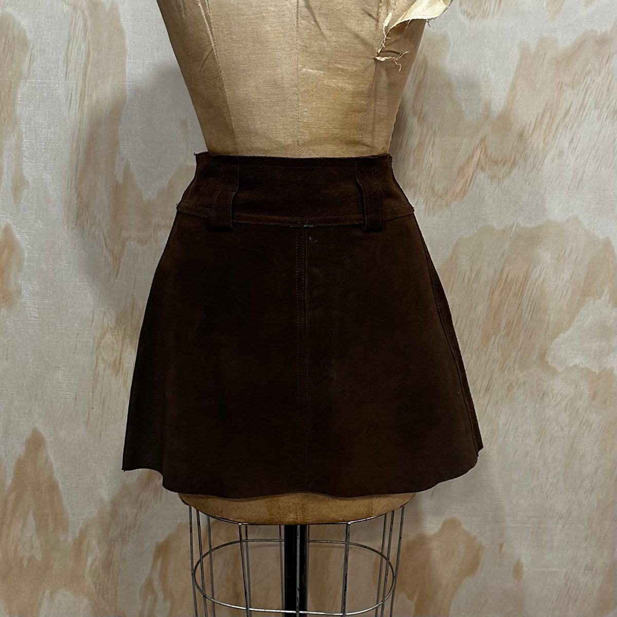 Vintage 60s Leather Mini Skirt • Brown Leather • Canadian Made