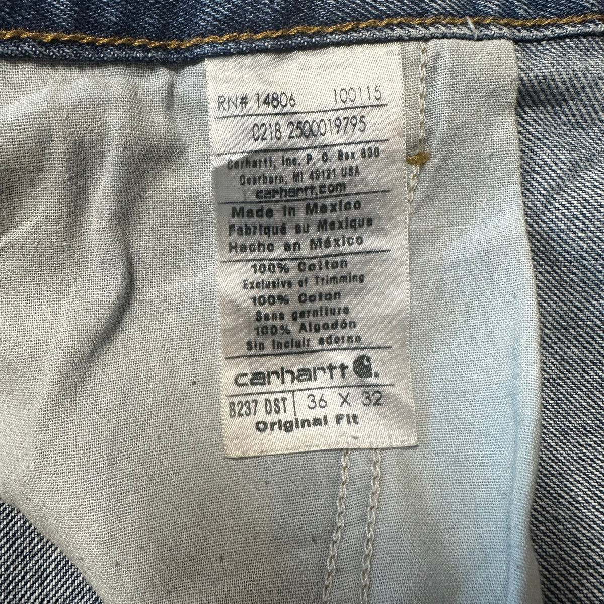 Carhartt Men’s Carpenter Blue Jeans B13 Original Fit