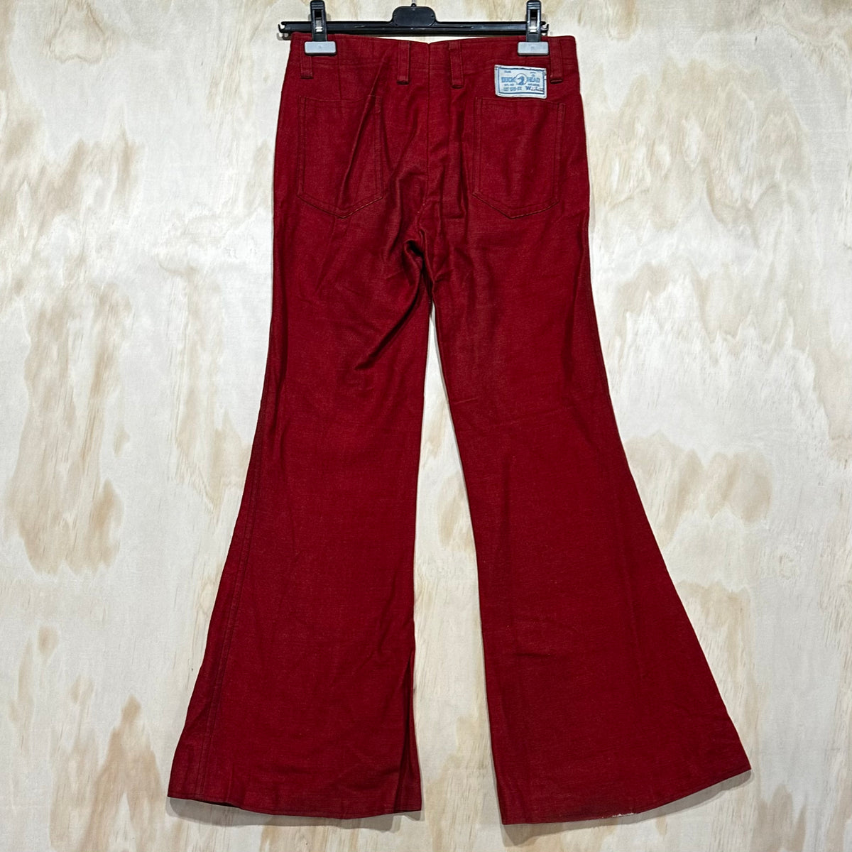 70s Vintage Red Duck Head Flared Bell Bottoms