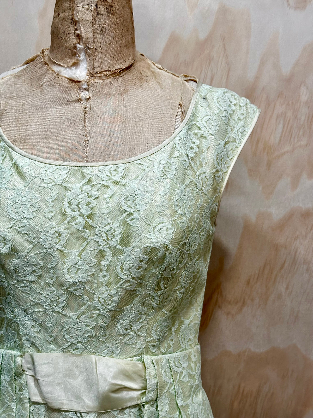 Vintage 1960's Lime Floral Evening Gown