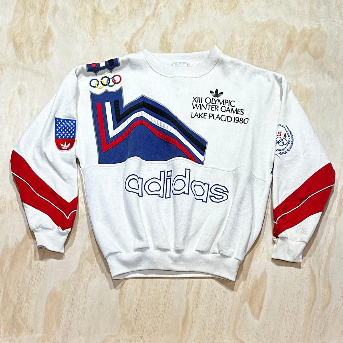 Vintage 80's Adidas Lake Placid Crewneck 1980s Olympic Games Sweatshirt Pullover