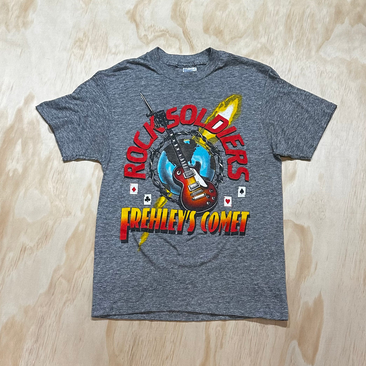 Vintage 80s ACE FREHLEY Frehley's Comet 1987 Rock Soldiers tour concert t-shirt