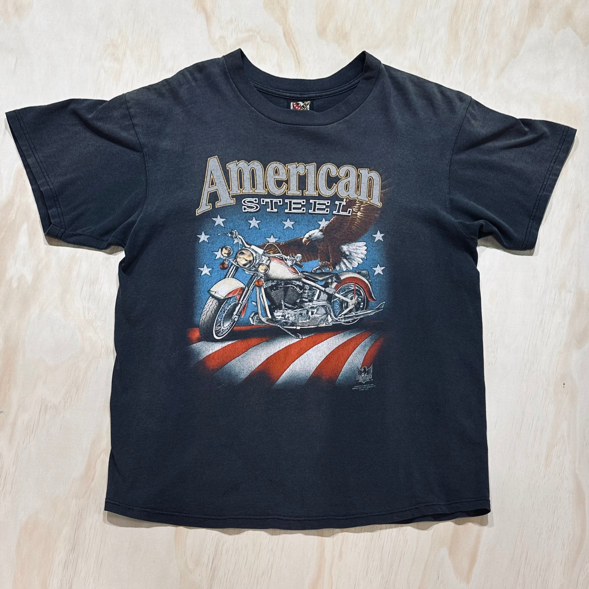 1993 Vintage American Steel Biker 3D Emblem Shirt