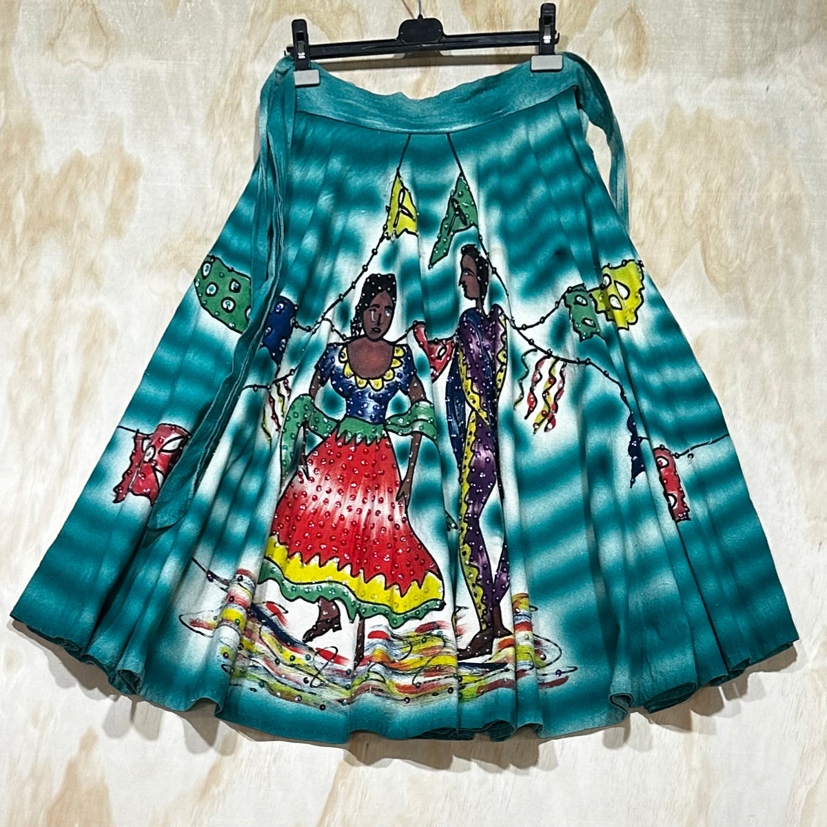 60's Vintage Mexican hand painted circle skirt