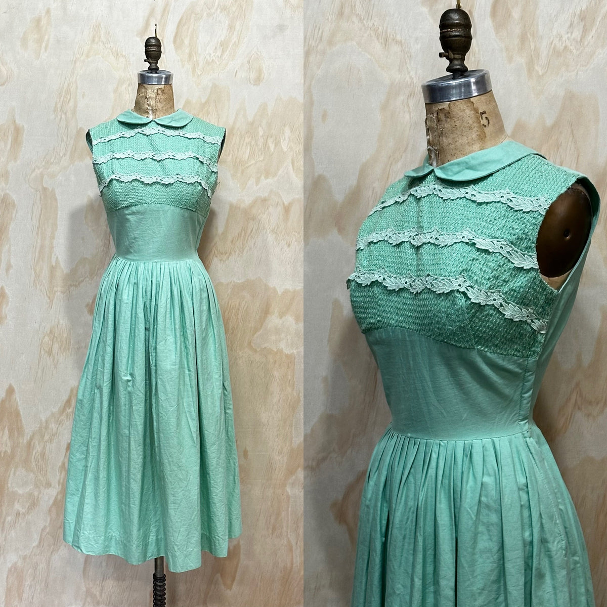 Vintage 1950's Mint Green Dress Party Dress 50s Fit and Flare