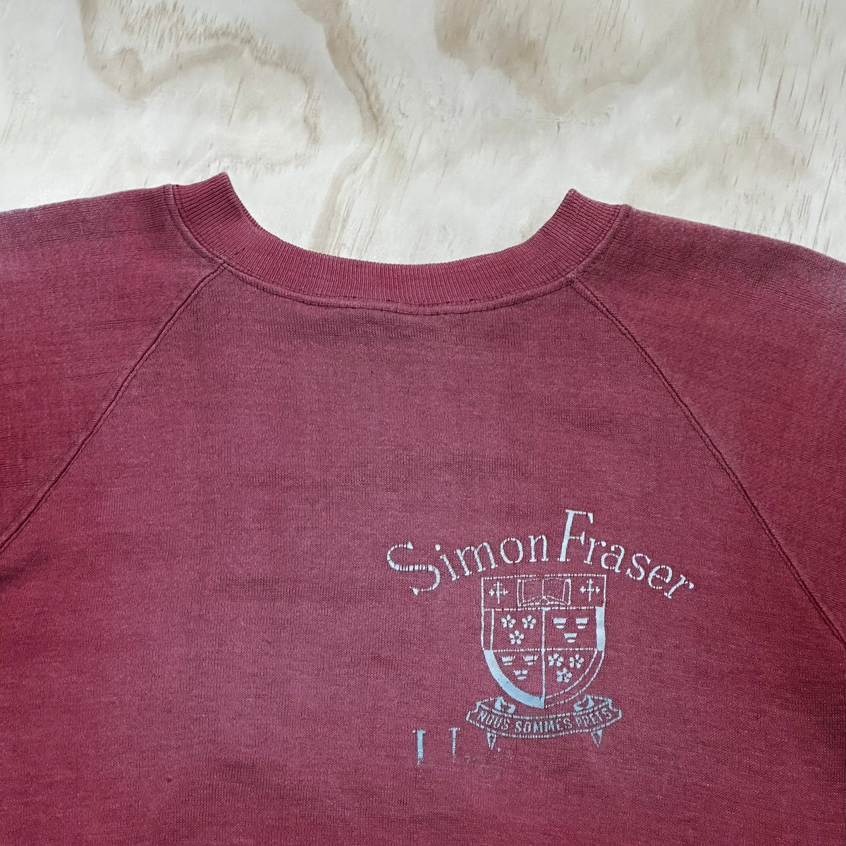 Vintage 80s Distressed Simon Fraser University Short Sleeve women’s sweatshirt