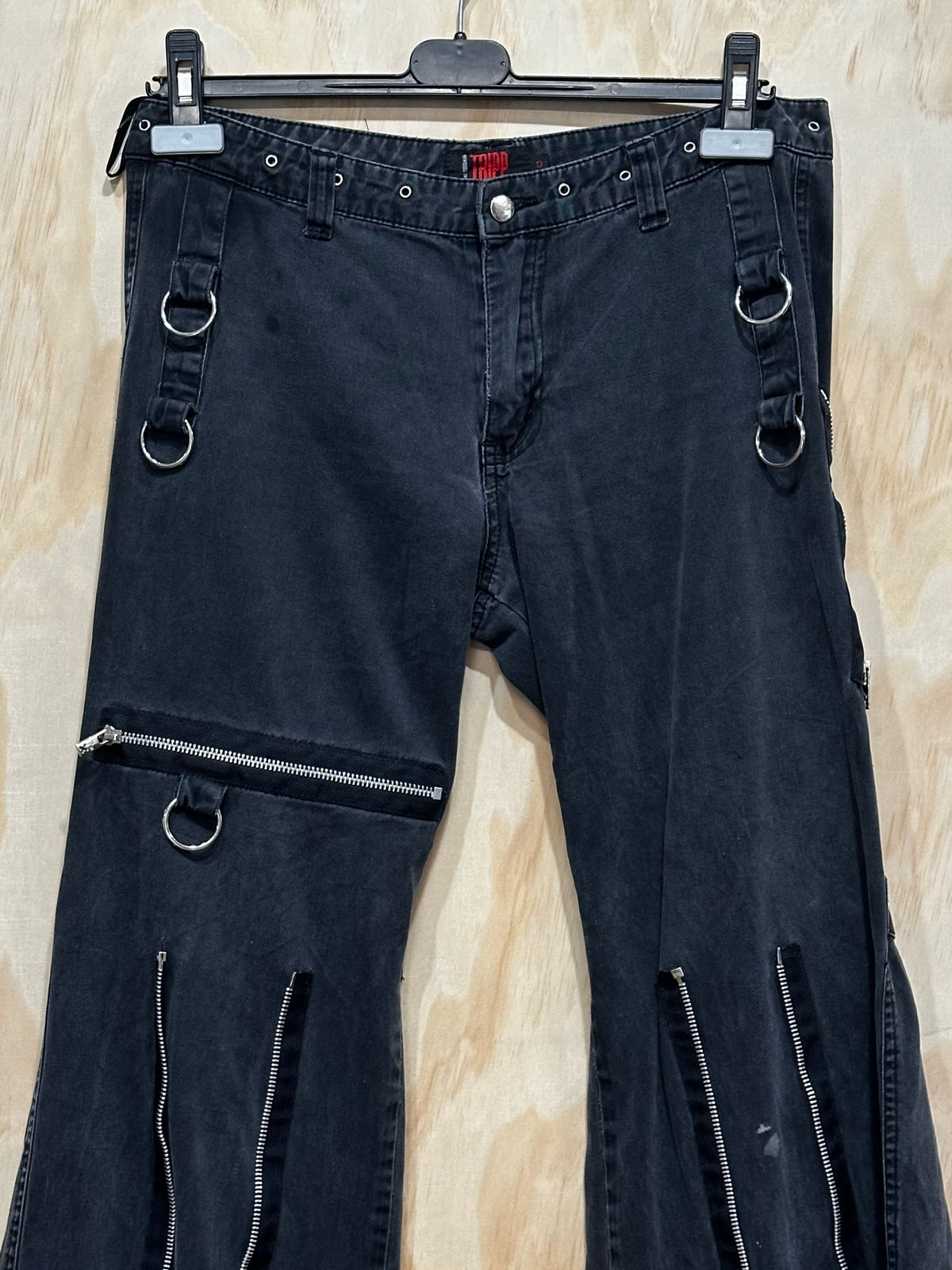 Vintage TRIPP NYC Pants • Black and Silver • Straps & Zippers