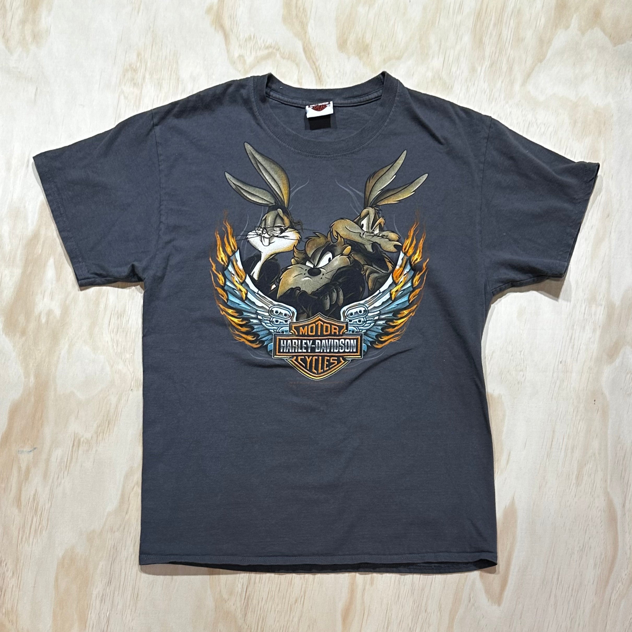 Vintage Looney Tunes Bugs Taz Wile Harley Davidson HD T-Shirt
