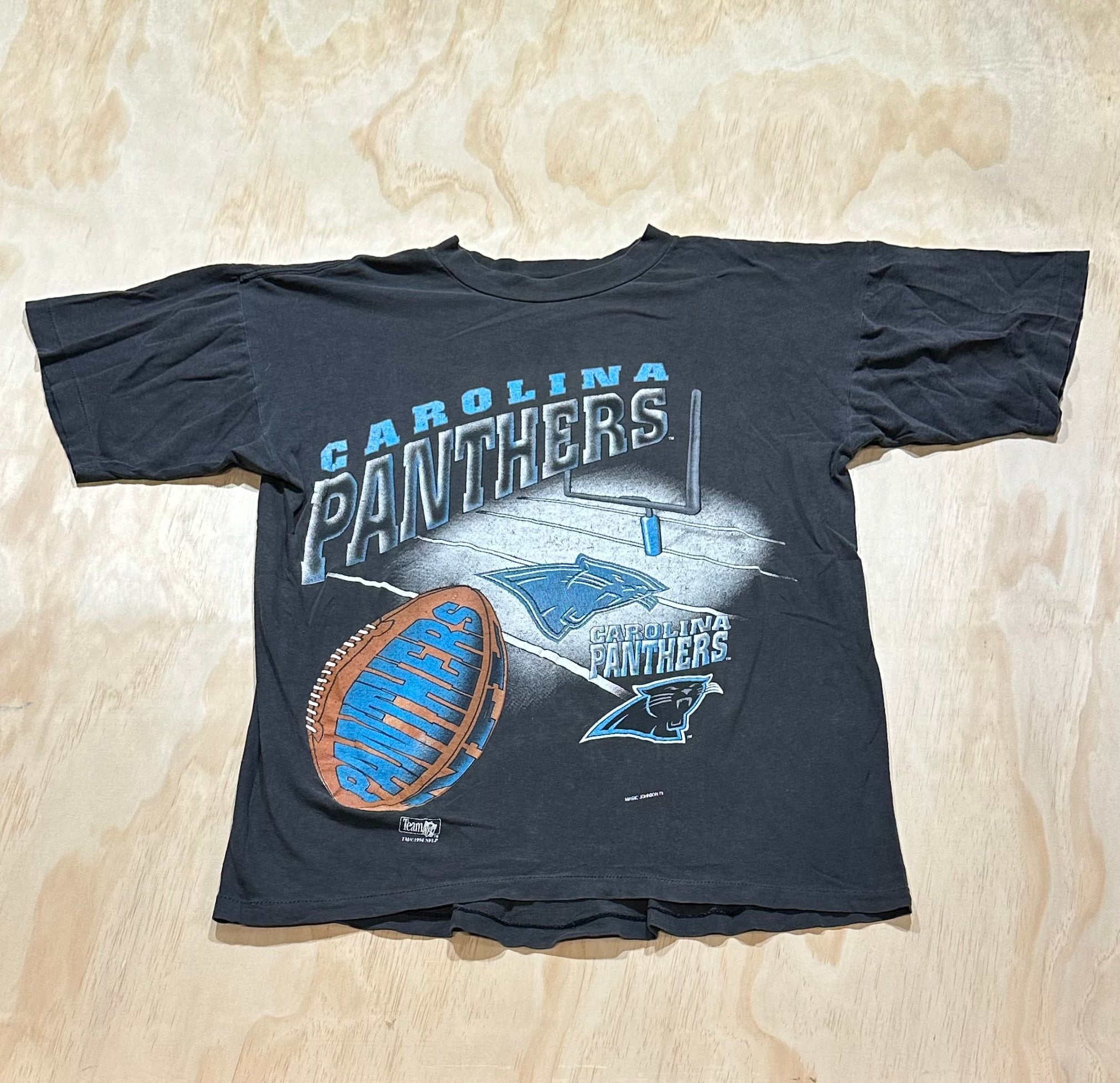 Vintage 90s Carolina Panthers T-shirt NFL Single Stitch Striped