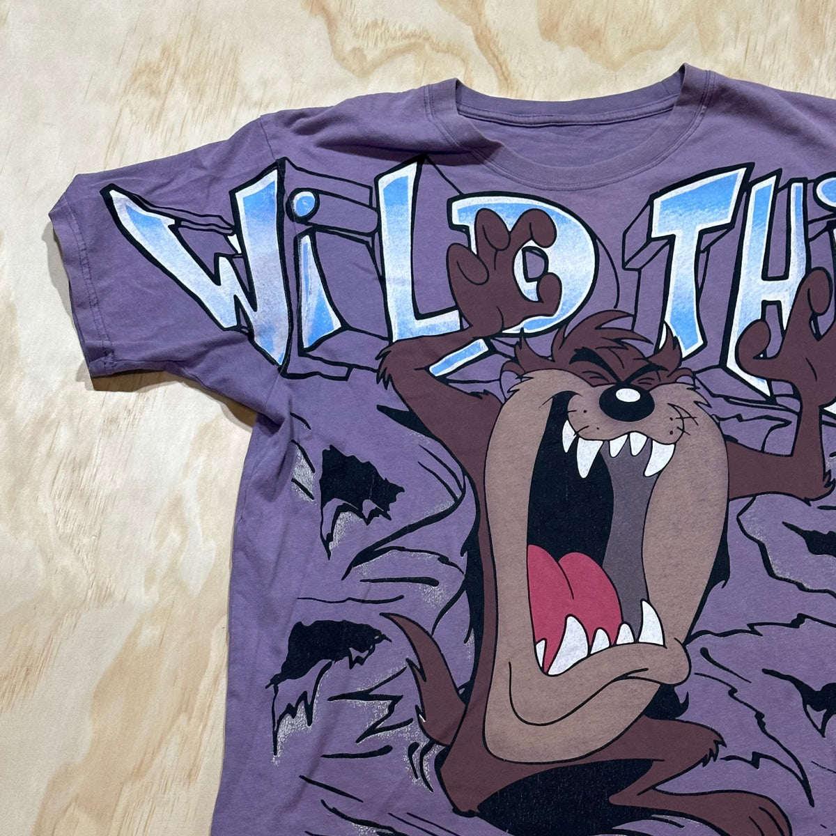 Vintage 90s Taz Wild Thing Tee 1995 Warner Bros Purple tshirt Loonie Tunes