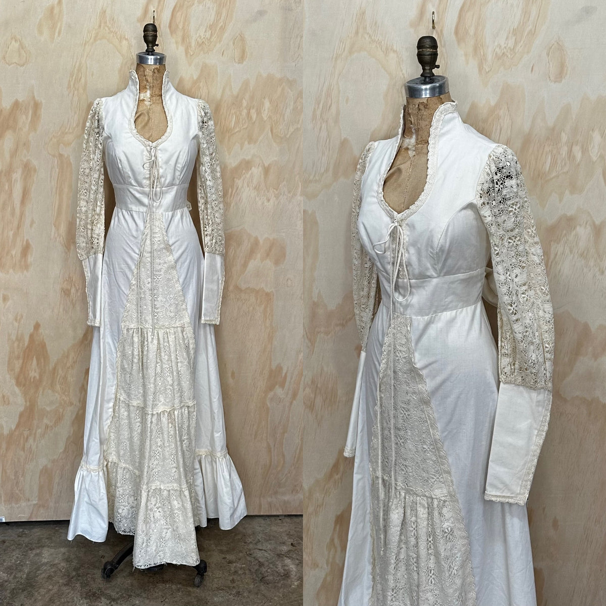 Vintage 70's Gunne Sax Dress Ivory Lace Crochet Maxi Dress