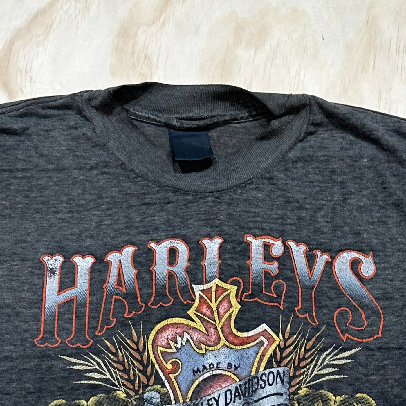 1988 good Harley Davidson 3D Emblem Vintage T-Shirt