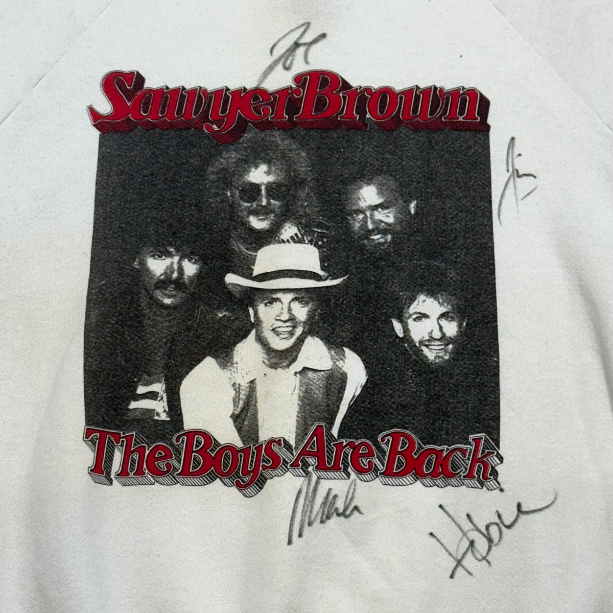 VTG 90s Signed Sawyer Brown Crewneck The Boys Are Back The Race Is On Sweatshirt