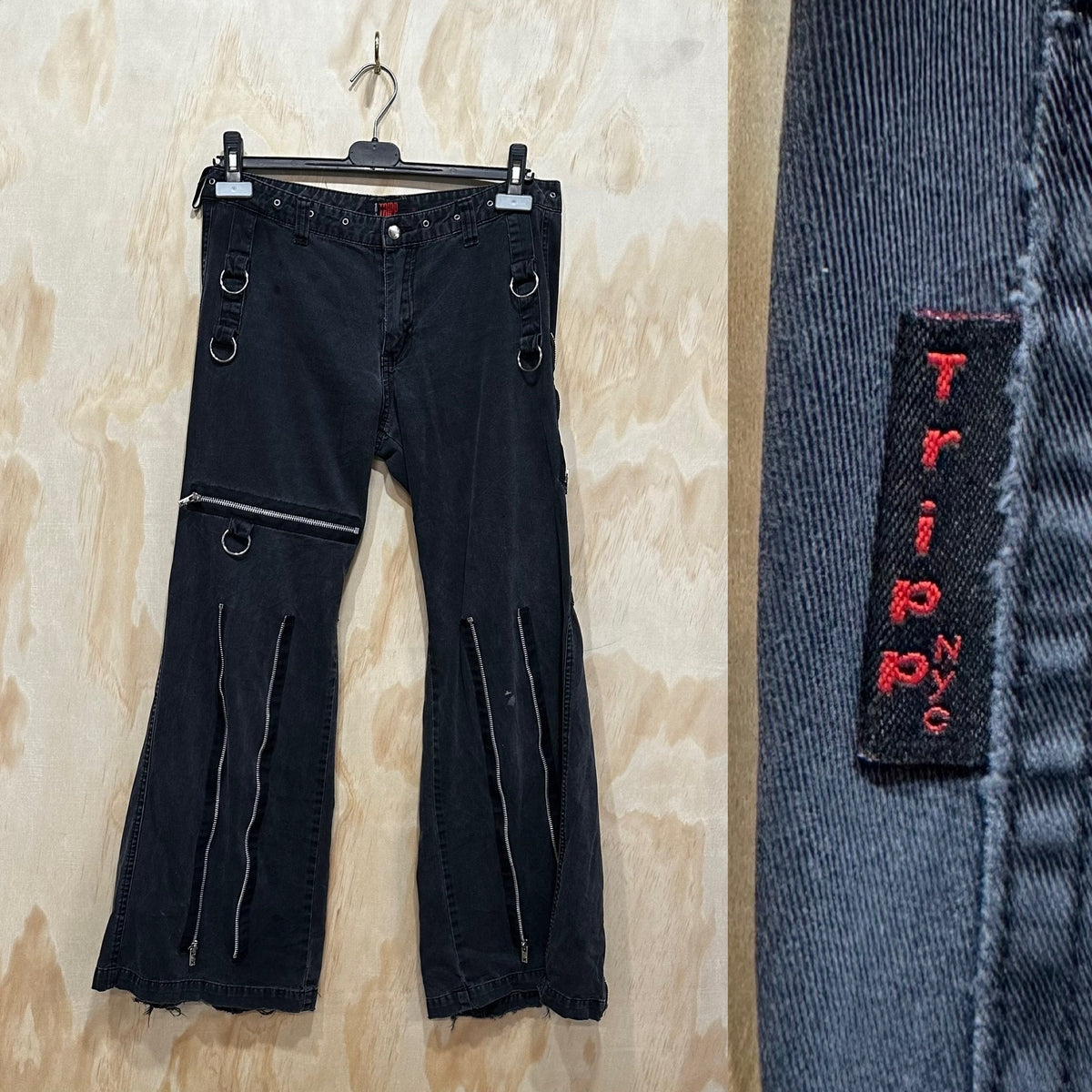 Vintage TRIPP NYC Pants • Black and Silver • Straps & Zippers