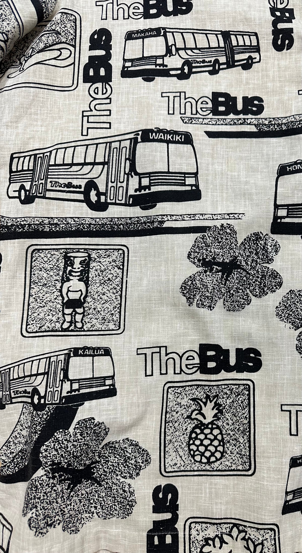 Vintage 1970s Hawaiian “The Bus” shirt Half button pull over Beach Vintage Tropical Shirt