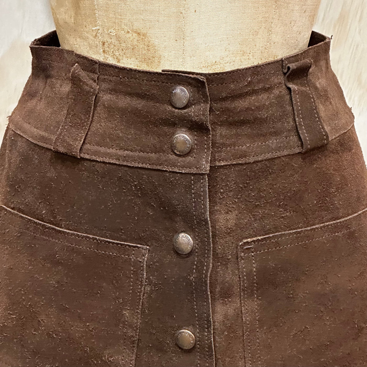 Vintage 60s Leather Mini Skirt • Brown Leather • Canadian Made
