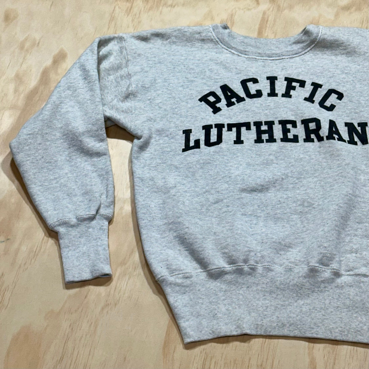 Vintage 1950s Champion Running Man Sweatshirt Extra long gusset Grey Crewneck Pacific Lutheran University