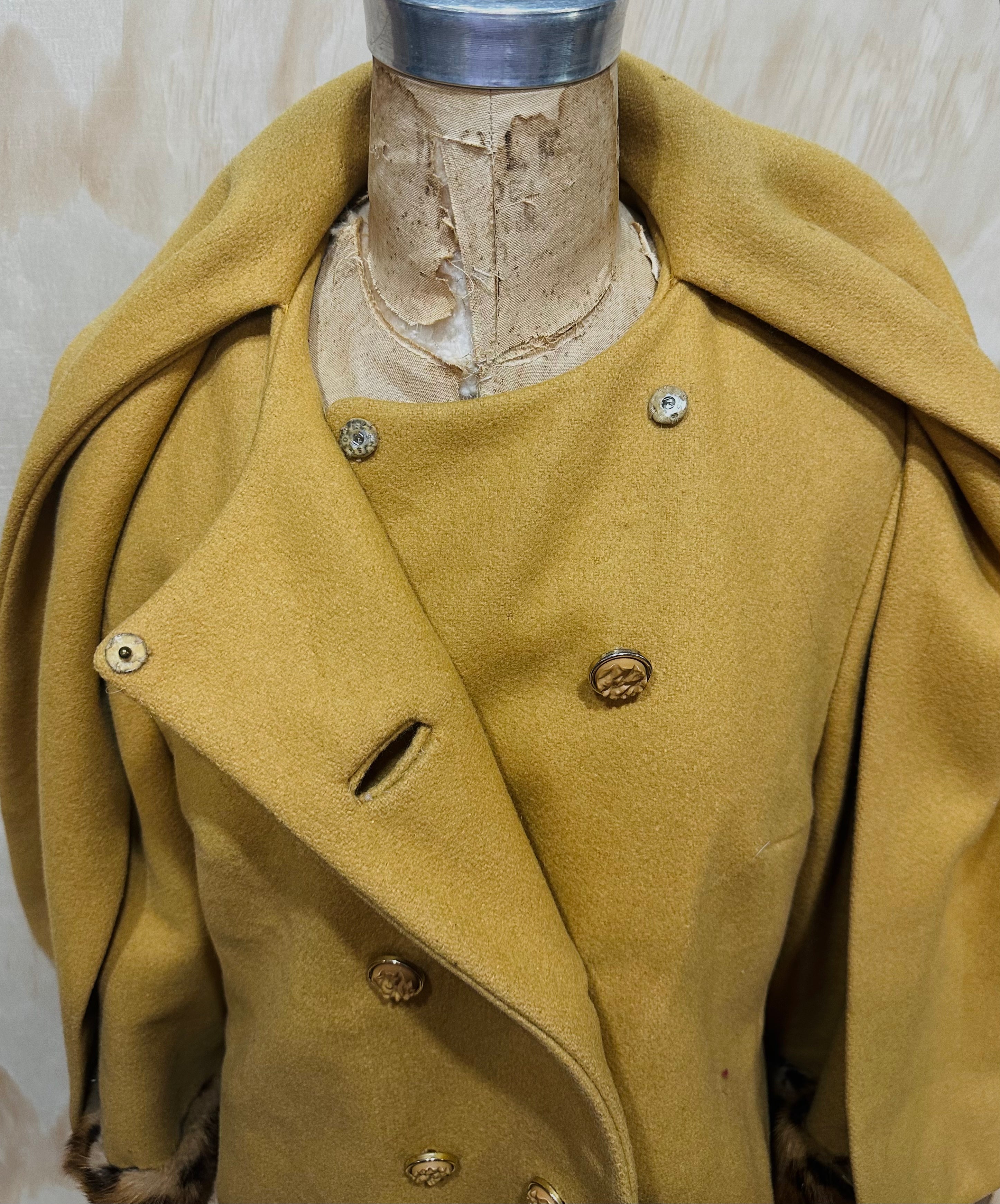 60s Vintage Heavy Wool Pea Coat Womens Jacket