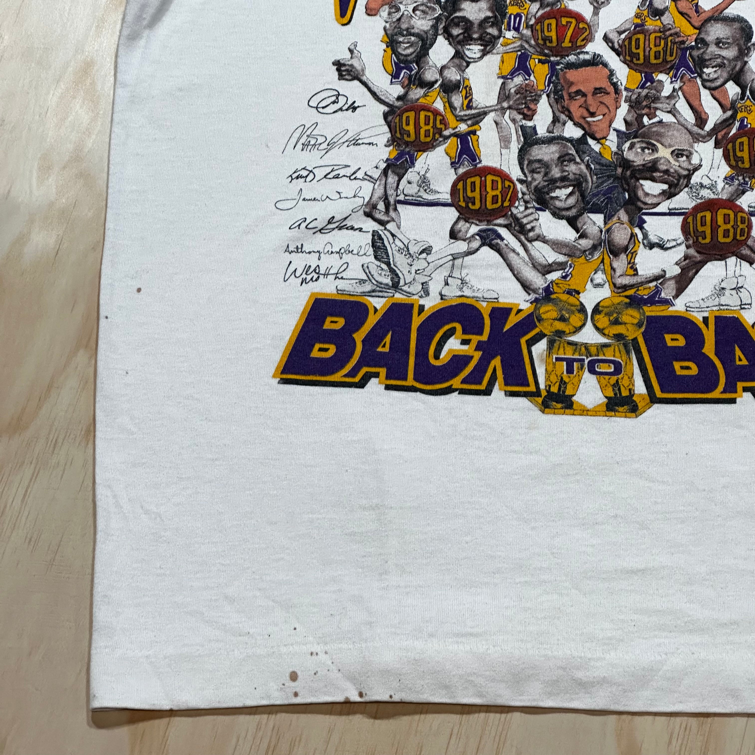 Vintage Champion LA Lakers 86-87 Champions Tee Shirt Yellow deals Back to Back XXL