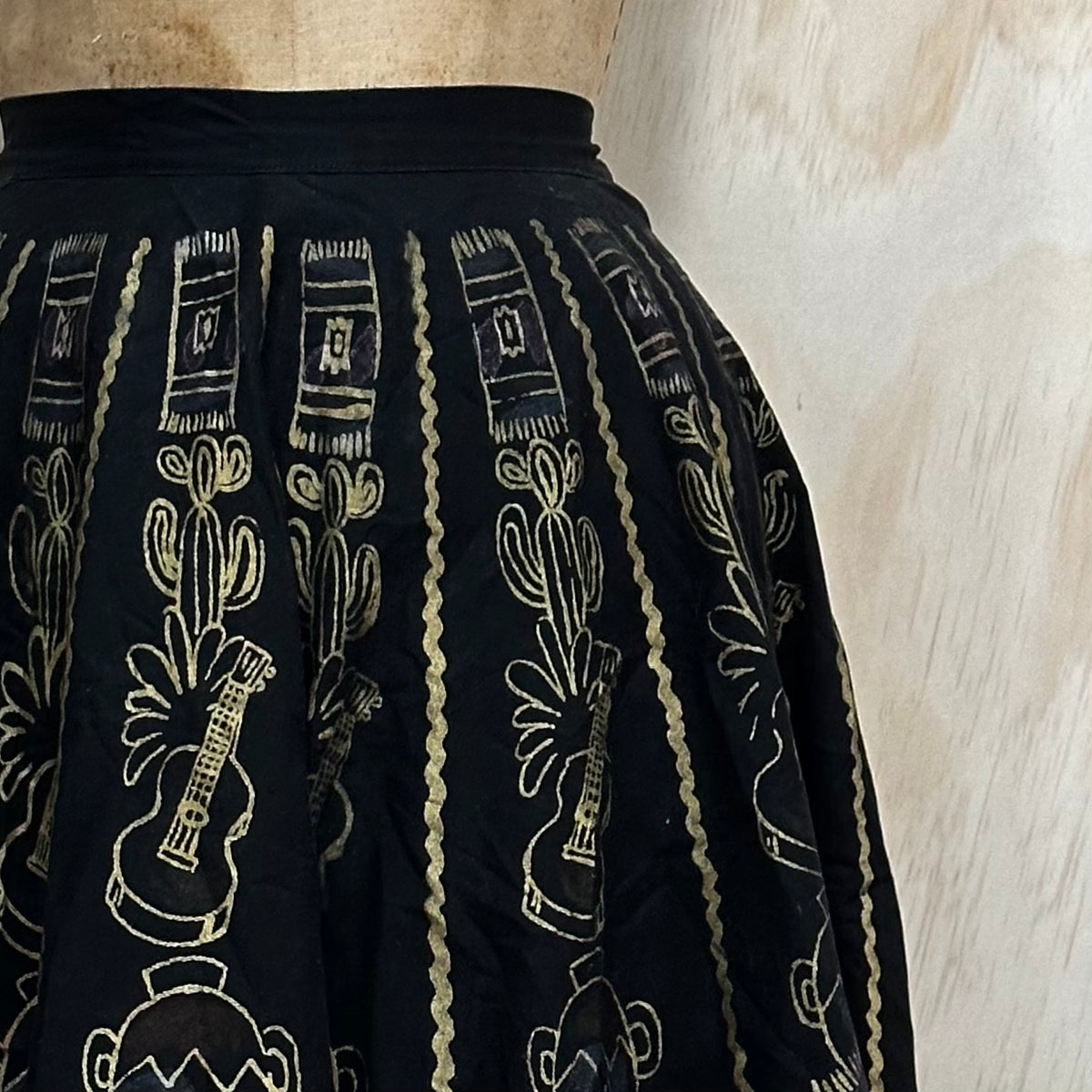 Vintage hand painted mexican circle skirt