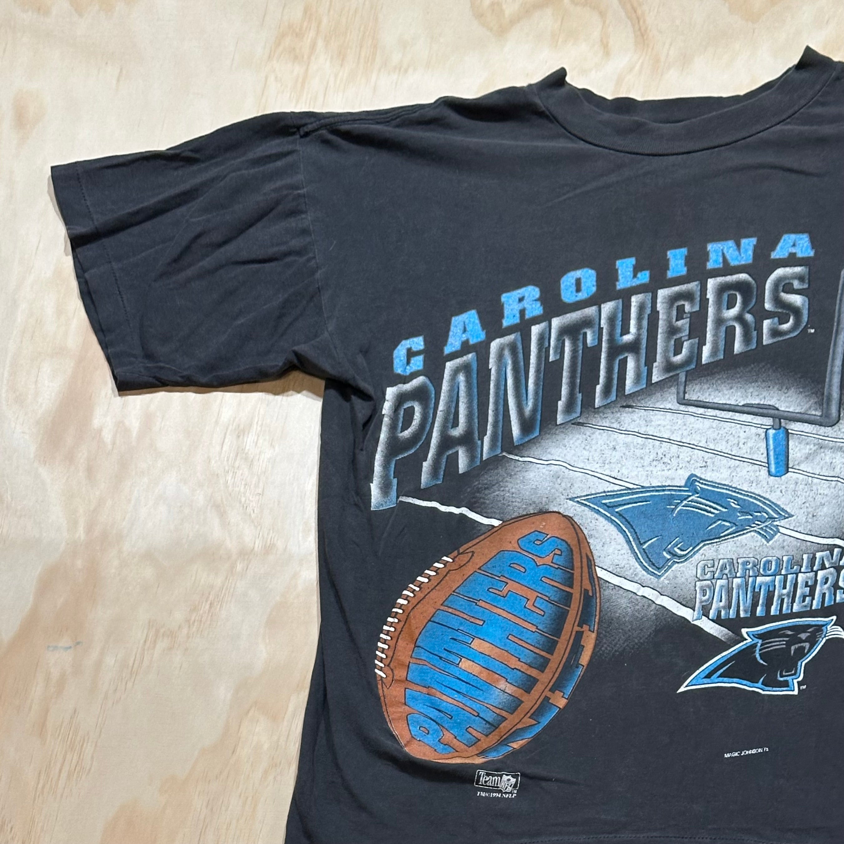 Vintage 90s Carolina Panthers T-shirt NFL Single Stitch Striped