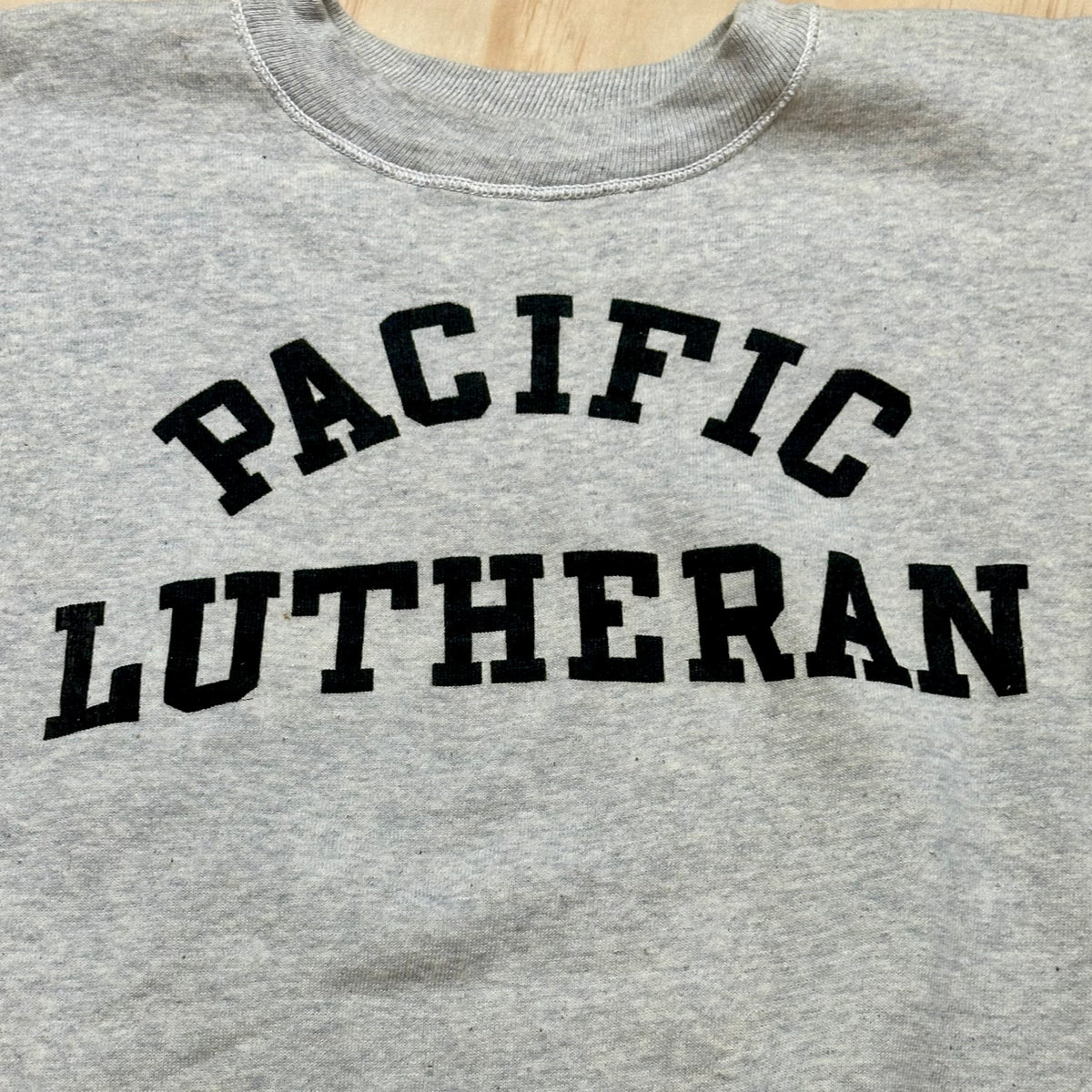 Vintage 1950s Champion Running Man Sweatshirt Extra long gusset Grey Crewneck Pacific Lutheran University