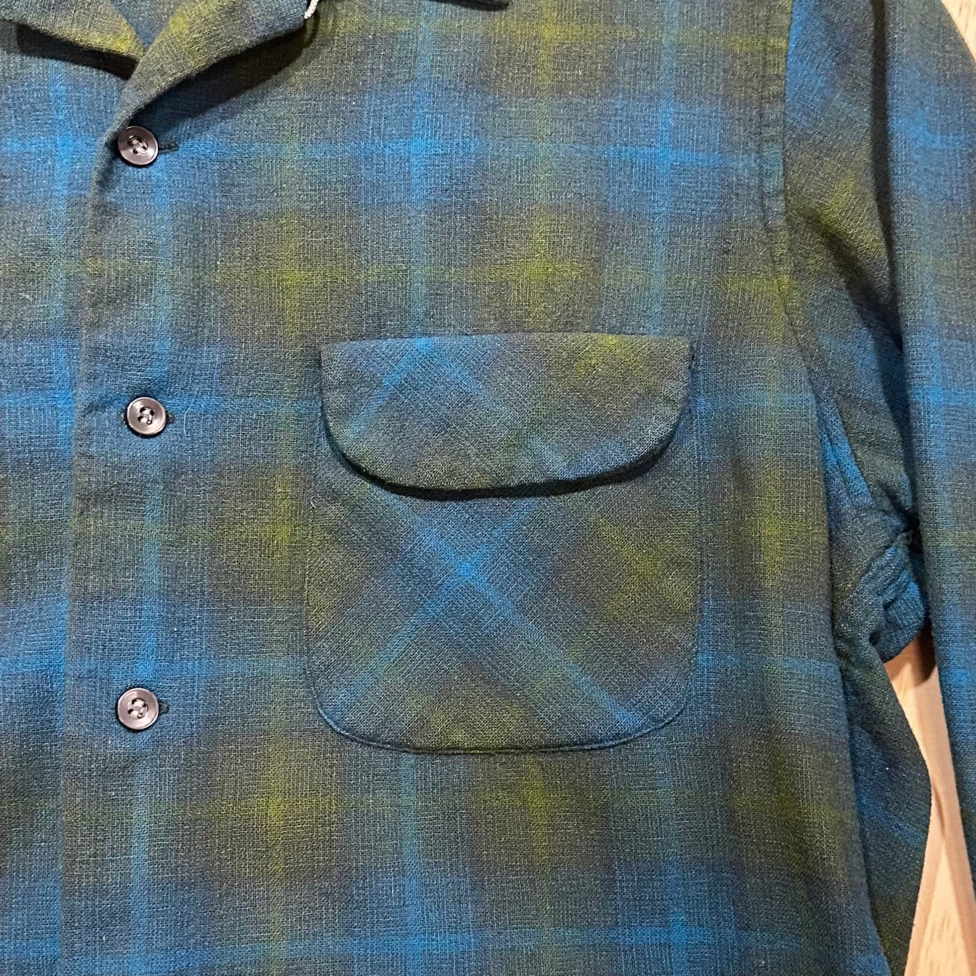 Vintage 70s Pendleton Board Shirt Flannel Flap Pockets Loop Collar Blue &  Green Plaid