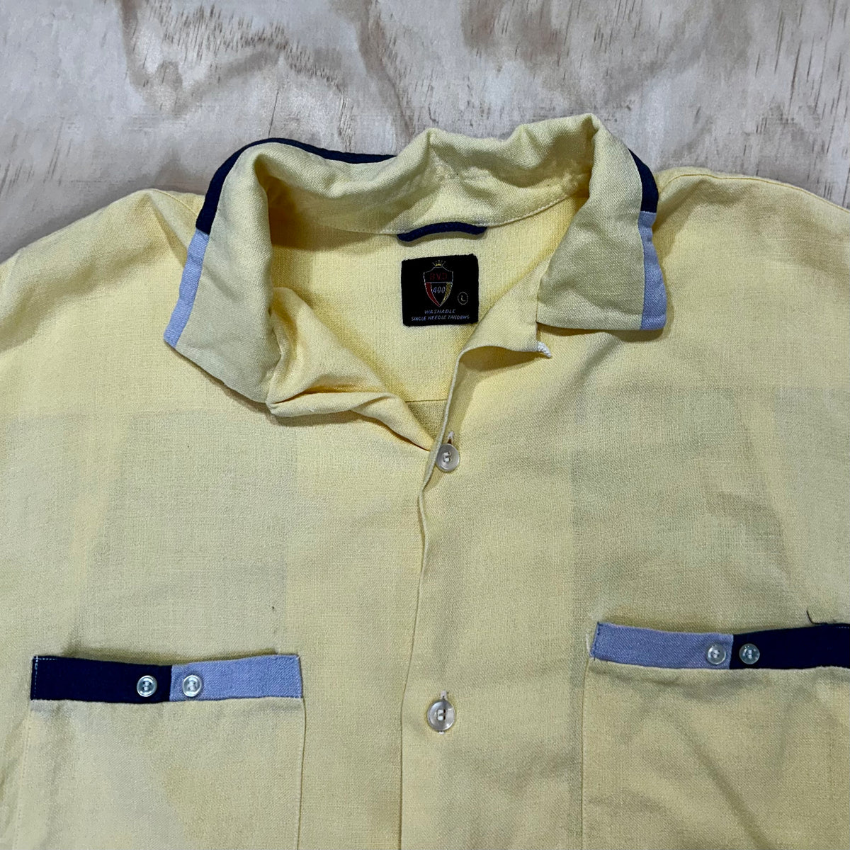 Vintage 50s Rockabilly Bowling Shirt B.V.D 400 Yellow Large