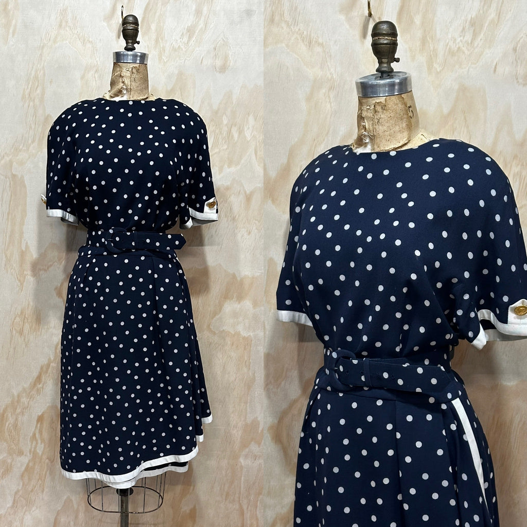 Vintage 1980s Albert Nipon Polka Dot Dress – Mintage Vintage