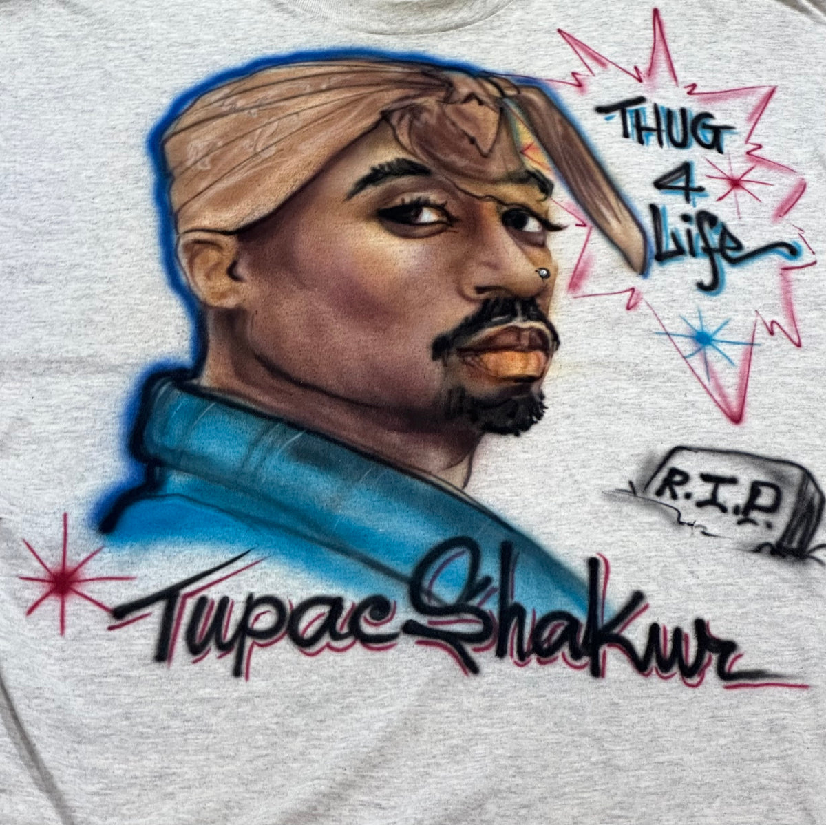 Vintage Tupac Shakur Air Brush 2pac Tee 'Thug 4 Lyfe' shirt